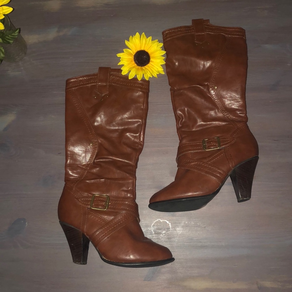 Brown high heel boots size 7.5